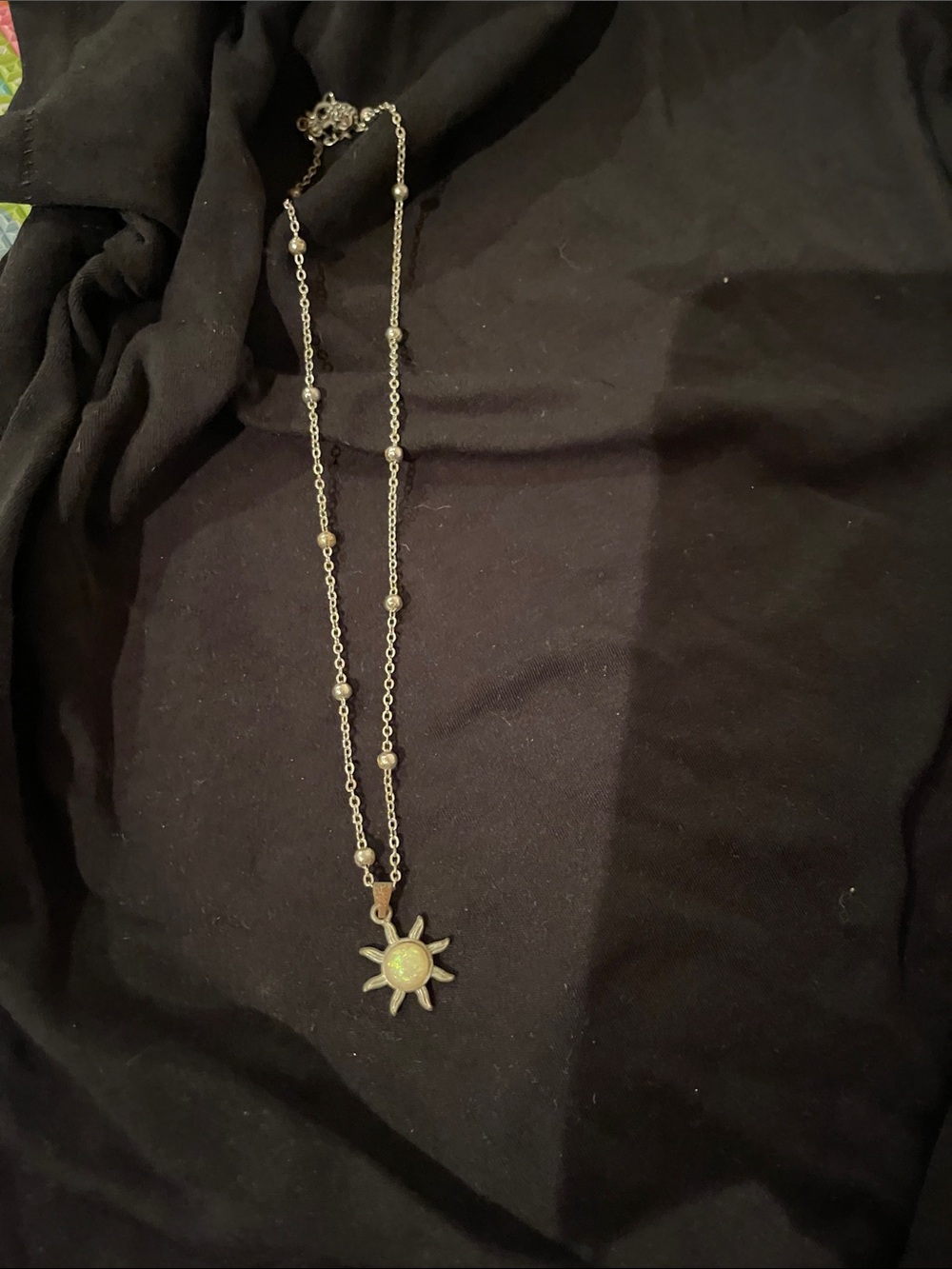 Sunburst Pendant Necklace with Opalescent Center - Women Jewelry